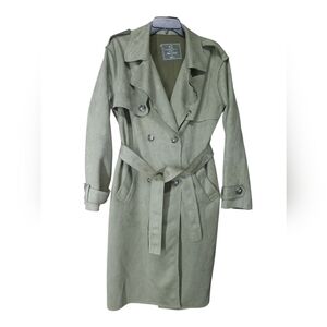 Black Label Green Trench Coat with Shoulder Epaulettes